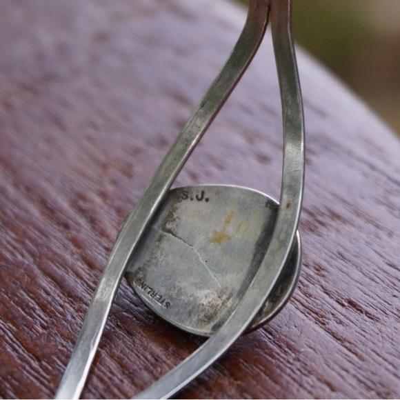 Vintage Sterling Silver Navajo Azurite Bear Paw Cuff Bracelet - Picture 12 of 16